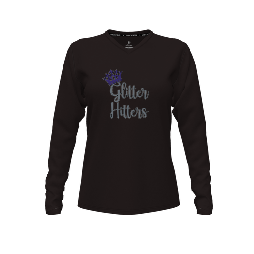 [FTLVPTBK-FYXS-LOGO1] Decker Performance T-Shirt (Female Youth XS, Black, V Neck, Logo 1, Long Sleeve)